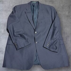 Lauren Ralph Lauren Mens Xxl Navy Wool Two Button Blazer Jacket Pinstripe